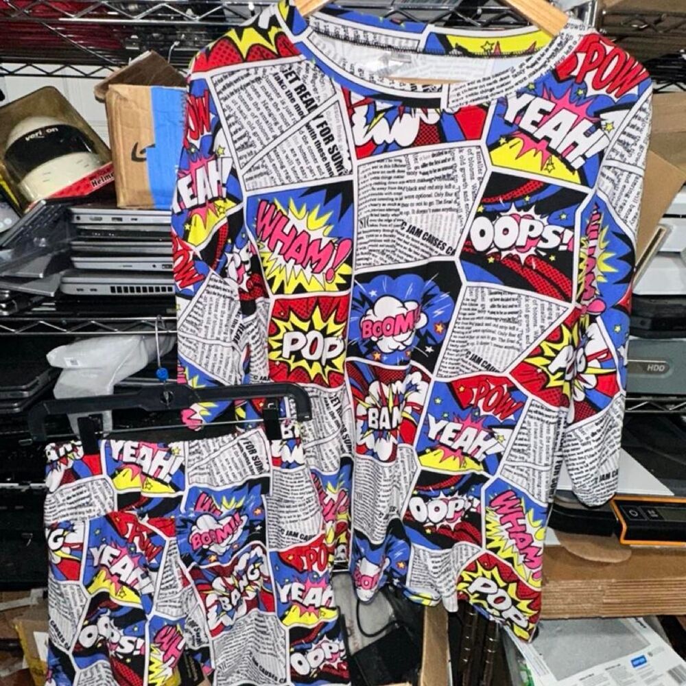 I Believe Comics Long Sleeve Shirt & Shorts Women's Multi Pajamas Soft